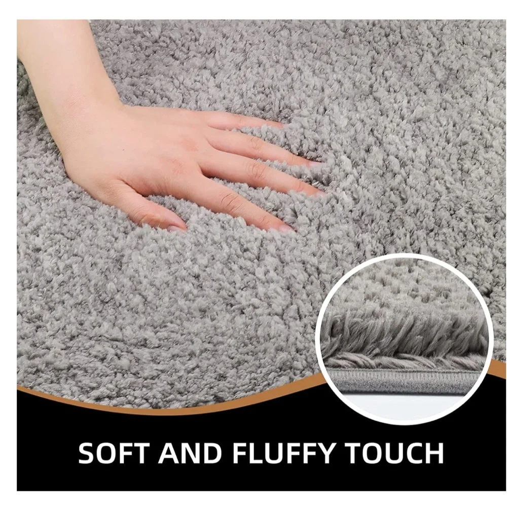 NEW Non Slip, Super Absorbent Soft Shaggy Bath Mat/Shower Rug,16”x24” Gray